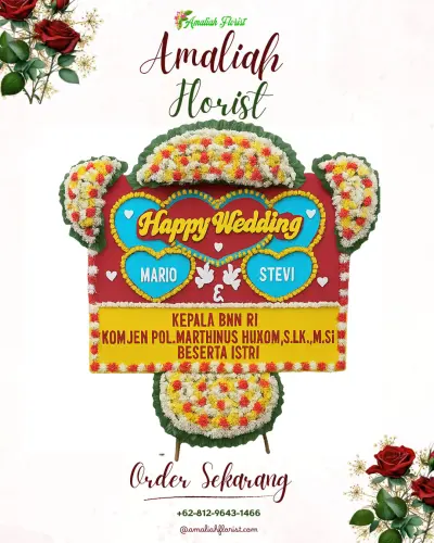Karangan Papan Bunga Pernikahan di Margo Mulyo